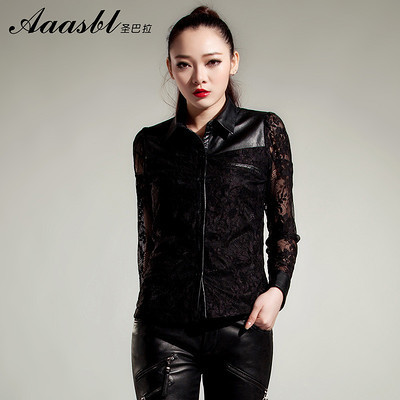 2013新款圣巴拉蕾絲真皮襯衣 時尚與個性的優(yōu)雅碰撞